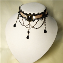 纯手作DIY复古蕾丝韩国流行宝石水晶超美款锁骨链短欧美项链吊坠