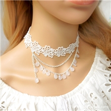 手作短款公主蕾丝水滴贴脖项链手工特价批发白色新娘女锁骨链项链