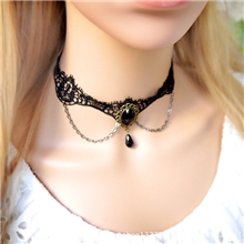 批发黑色短款蕾丝多层项链女复古宫延DIY颈圈饰品绳首饰品夜店款