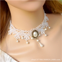 特价批发简约原创手作新娘洛丽塔娜白色绝美珍珠蕾丝项链颈饰