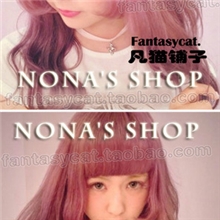 日本原宿Amo银色独角兽梦幻粉紫绒带项链出口尾单