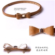 正品腰带韩版百搭女款糖果色细腰带蝴蝶结装饰时尚皮带女