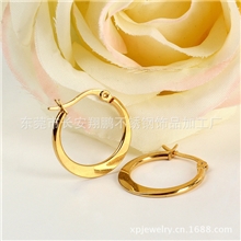 厂家直销生产批发不锈钢穿刺饰品上圆下扁线圈耳环