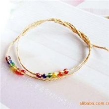 SL048拉菲草手链许愿草手饰幸运草手链6颗珠串珠手链批发