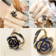 60040韩国饰品复古玫瑰花戒指个性开口戒指女