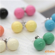韩国饰品爆款热卖糖果色QQ球百搭耳钉/耳环厂家直销68912
