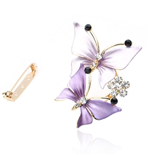 水钻蝴蝶丝巾扣批发水晶韩国丝巾扣胸针两用B0008