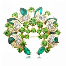 Y016热销韩版时尚高贵典雅满钻月牙花环水晶星月胸针衣饰