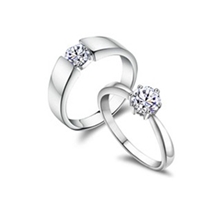 纯银戒指批发925纯银戒指结婚必备镀白金情侣戒指淘宝热卖