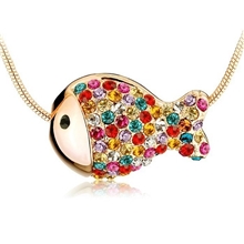 炫科迪奥地利水晶七彩小丑鱼项链镶嵌奥登水钻电镀真金批发