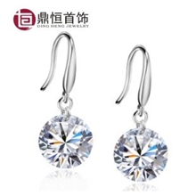 现货直销韩版耳饰S925纯银女款耳钩9M10M璀璨耳环镀白金防过敏