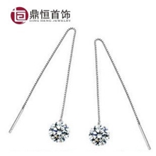 现货直销韩版耳饰S925纯银女款耳钩9M盒子链耳环镀白金防过敏