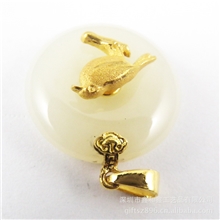 供应批发金镶玉饰品圆形玉镶黄金吊坠A货翡翠/999千足金