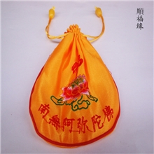 厂家直销刺绣莲花佛袋手机袋束口升缩拉绳南无阿弥陀佛