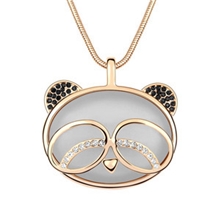 新款毛衣链猫眼石韩国欧美高档镀真金熊猫猫眼石毛衣链时尚批发