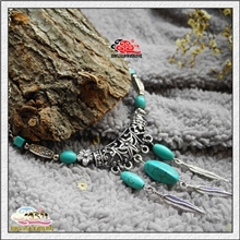 瑞康中国风西藏民族饰品厂家批发藏银绿松石项链【XLSS1003】