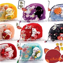 厂家直销日本招喜屋和风笑梦琉招财猫八宝真丝小化妆包女士钱包