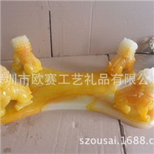 树脂果盘底座创意家居摆饰酒店KTV用品黄玉四头狮子摆件