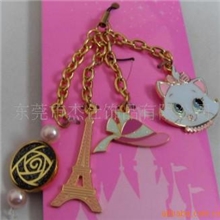 供应金属手机链手机吊饰合金手机链金属手机绳烤漆滴胶加工