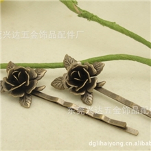 供应青古铜发夹发卡玫瑰花发夹复古饰品批发现货