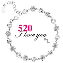 520表白手链韩版韩国欧美饰品批发复古首饰时尚天然水晶银饰