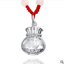 999千足银福袋吊坠项链正品纯银饰品韩版时尚女款项坠一件代发