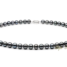 促销：黑色淡水珍珠项链8-8.5mmAA级淡水珍珠项链