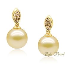 厂家供应:18K黄金镶钻石珍珠耳钉托