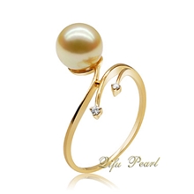祺福出品珍珠首饰配件加工：18K黄金珍珠戒指托