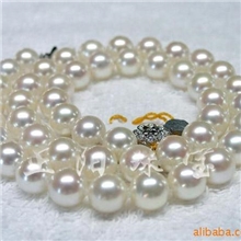 批发海水珍珠8-8.5mmAAA白透粉海水珍珠项链海水南珠