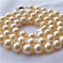 7-7.5AAA金黄色海水珍珠项链南珠项链珍珠批发天然珍珠
