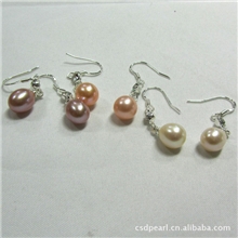 【饰品混批】诸暨珍珠耳钩8-9mm特价批发