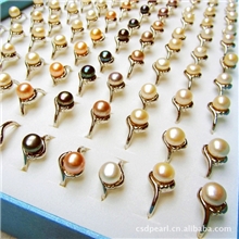 【时尚韩版】戒指批发供应6-7mm天然淡水珍珠戒指可混批