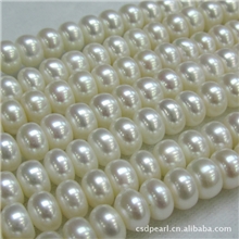 畅销珍珠项链批发7-8mm扁圆形天然淡水珍珠项链批发普通项链