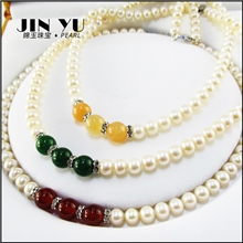 珍珠项链优雅百搭长款短款强光天然淡水珍珠项链饰品7-8mm