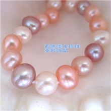 珠力宝正品精美彩色8-9mm近圆天然珍珠手链925银延长链扣送女孩