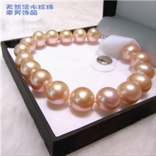珠力宝正品天然淡水珍珠手链11-12大颗粒近无瑕粉色送父母