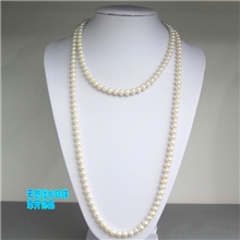 诸暨山下湖天然珍珠8-9多层珍珠长项链毛衣链近圆强光送友好礼