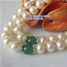 珠力宝珠宝正品双排多层珍珠项链中间配玛瑙送珍珠手链送长辈