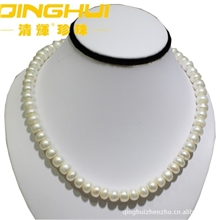 特价出售面包珠珍珠项链批发扁圆珍珠6-7mm