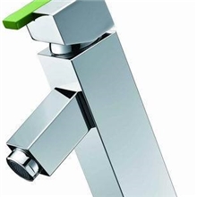 安迪卫浴直销全铜倾斜方型单孔面盆龙头,多层电镀,彩色把手-1082