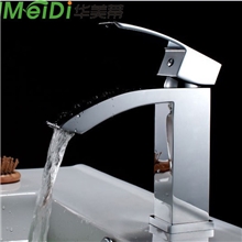 华美蒂新款高档扁嘴瀑布冷热水脸盆龙头
