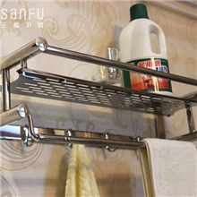 三福不锈钢精抛毛巾架带板带钩不锈钢浴巾架生产直销623#