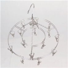 实心圆型不锈钢防风衣架晾衣架多夹衣架晾袜架15夹