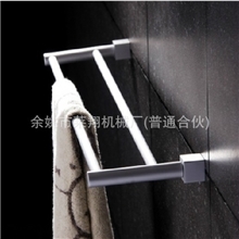 【厂家直销】莱翔批发太空铝小方脚双杆毛巾杆卫生间浴室毛巾架