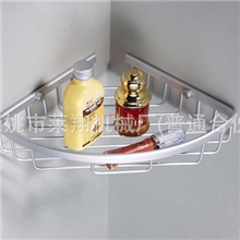 【厂家直销】莱翔批发太空铝单层转角网篮浴室网篮置物架