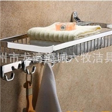 新款卫生间浴室折叠不锈钢网篮浴巾架置物架有挂钩收纳架
