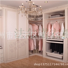 现代整体卧室转角开放式欧式实木衣帽间衣柜门板式家具定制加工