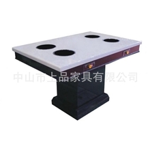 上品厂家供应新款SP-HT919橡木底座白色人造大理石火锅桌