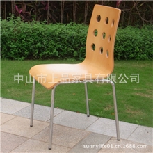 上品家具供应SP-BC269多层实木热压成型靠背镂空圆孔曲木快餐椅